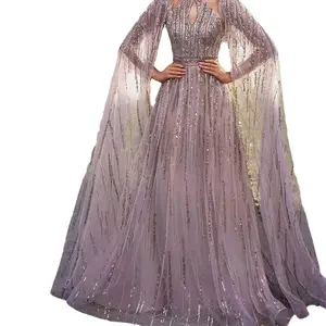 Elegant Tulle Sequin Fringe Formal Party Maxi Gown