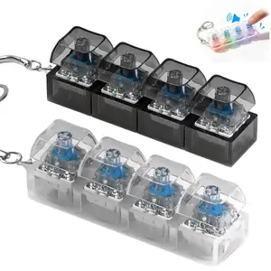 Transparent Mechanical Fidget Keyboard Clicker Keychain, Clicky Button Stress Relief Toy for Office Workers, Keychain Fidget Clicker