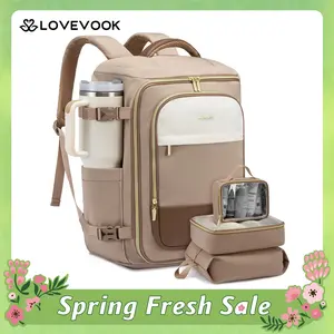 LOVEVOOK 40L&50L Travel Backpack for Women, TSA Approved Carry On Backpack with 3 Packing Cubes, Personal Item Bag Fits 17" Laptop, Water-resistant Travel Carry On Bag for Women SpringStatements