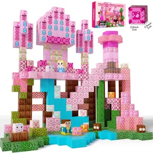 200/150/100PCS Pink Princess Castle Magnetic Tiles, Magnetic Building Set, Building Block Sets, Montessori STEM Building Blocks, Educational Sensory Toys for Kids Ages 3+, Perfect Birthday & Christmas Gift for Girls & Boys