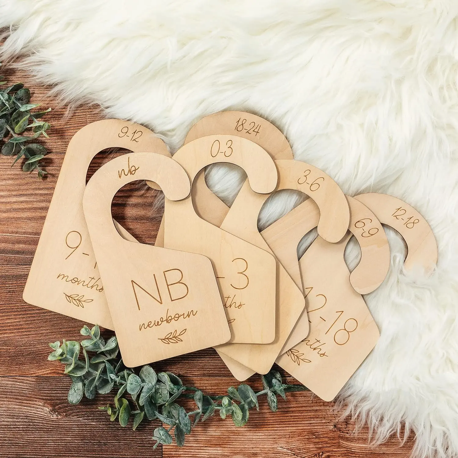Beautiful Wooden  Closet Dividers - Double-Sided Organizer for  to 24 Months Size Clothes - Adorable  Decor Hanger Dividers Easily Organize Your Little  Girls or Boys Room