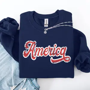 America, Red, White, Varsity, Retro, Patriotic, USA, 4th of July Sweatshirt