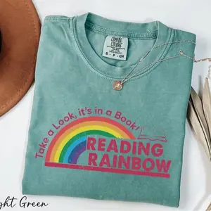 Comfort Colors Retro Take a Look It's in a Book TShirt, Reading Rainbow TShirt, Book Lover Tee, Funny Bookish Tee, Librarian Tee, Book Club TShirt
