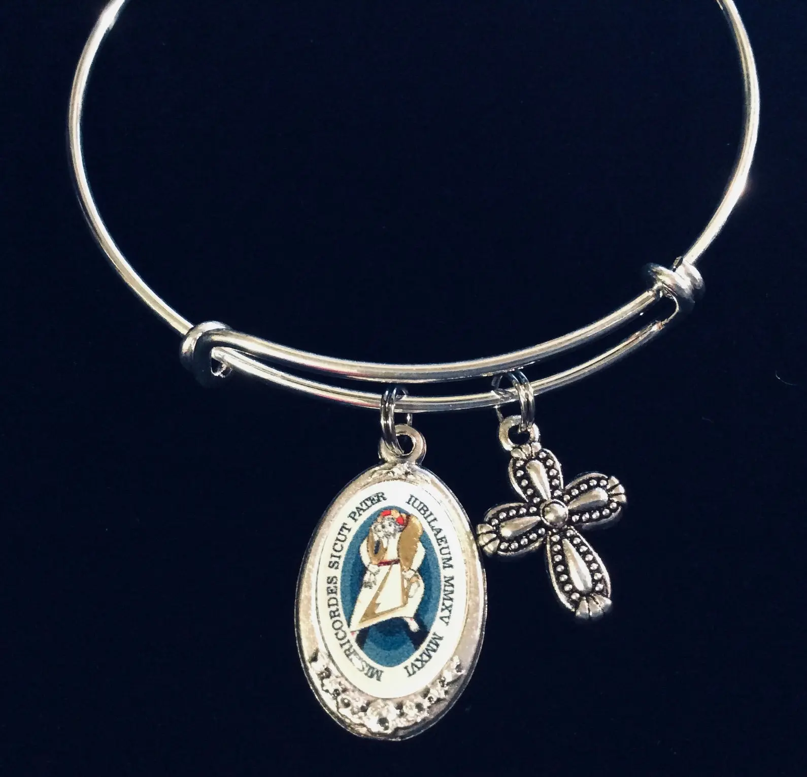 Merciful Like the Father Enameled Jubilee of Mercy Expandable Charm Bracelet Inspirational