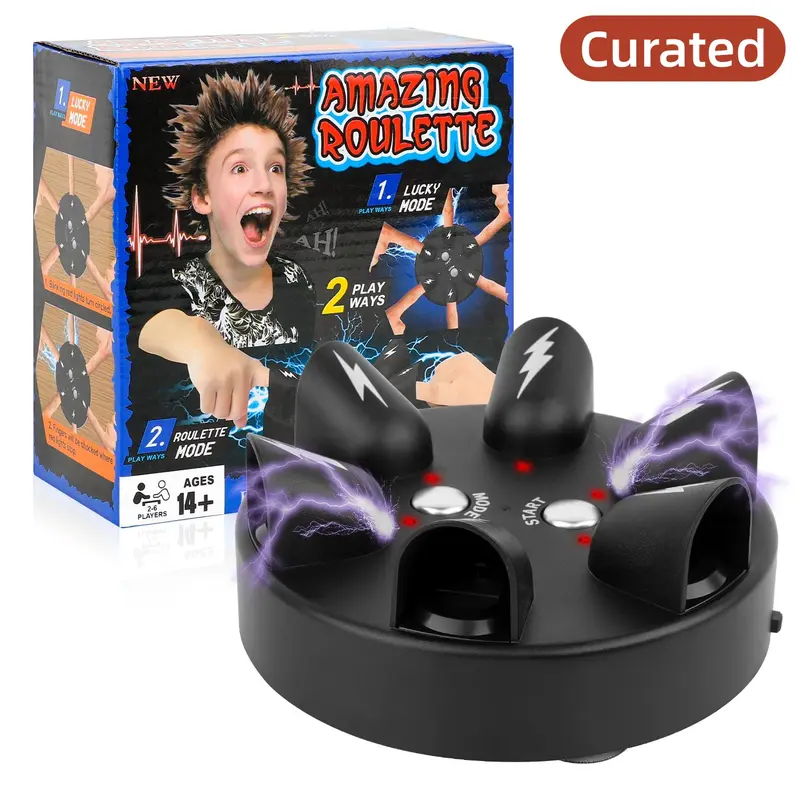 Round Electric Shock Lie Detector Game | Truth or Dare for 2-6 Players | Fun Shocking Party Game for Friends, Family & Adults | Interactive Group Challenge, Test Reactions with Shocking Surprises