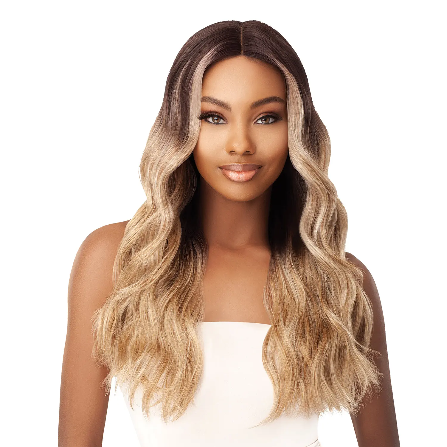 Outre Stevie Curly Wavy Synthetic Fiber Frontlace Wig, Swiss Lace with 5" I-Part, Heat Safe up to 400℉, Curly Wavy Wig, Synthetic Fiber Wig