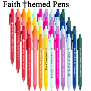 40 Pack Christian Ballpoint Pens | Black Ink Retractable Pens with Bible Verses | Inspirational Religious Gifts for Women, Men, Church, Office & School