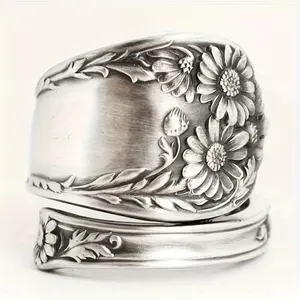 Vintage Spoon Ring Sunflower Design On The Band Match Daily Outfits Old England Jewelry Wear It And Link to The Past