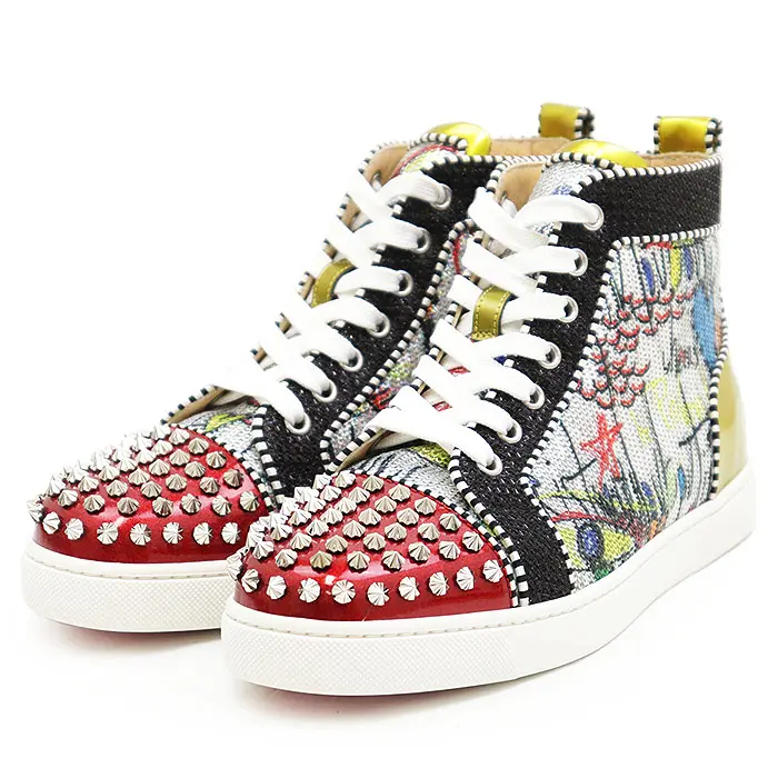 Pre-owned christian louboutin Calfskin Small Leather Goods Leather High Top Sneakers