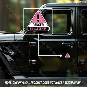 Danger Female Driver Sticker, Car Exterior Decorative Sticker, Universal Car Exterior Accessories for Car Windshield, Laptop, Water Bottle