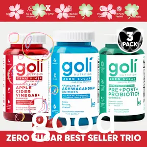 Zero Sugar Trio Gummies | 3-in-1 Pre Post Probiotic, ACV, Ashwagandha & L-Theanine with Vitamins | Vegan & Non-GMO