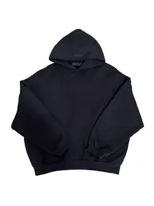 Men's Black Fleece Hoodie with White Letters 24style Soft Warm Casual Pullover Sweatshirt with Pocket Menswear Tops Stylish and Comfortable