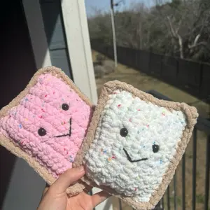 Crochet Poptarts - Colorful Designs with Smiling Faces, Soft and Adorable Texture, Perfect for Crafting and Playtime