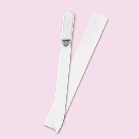 BONA FIDE BEAUTY Antibacterial Czech Glass Nail File - Double-Sided Tempered Made of Glass Tool with Etched Grit, Travel-Size Professional Supply with Hard Case, Keratin-Friendly for Adults to Seal Layers, Prevent Chipping/Splitting