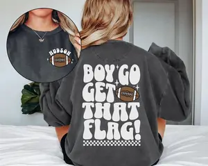 Comfort Colors Flag Football Mom Shirt, Football Mama Sweatshirt for Game Day, Custom Football Shirt, Christmas Gift for Sport Mom