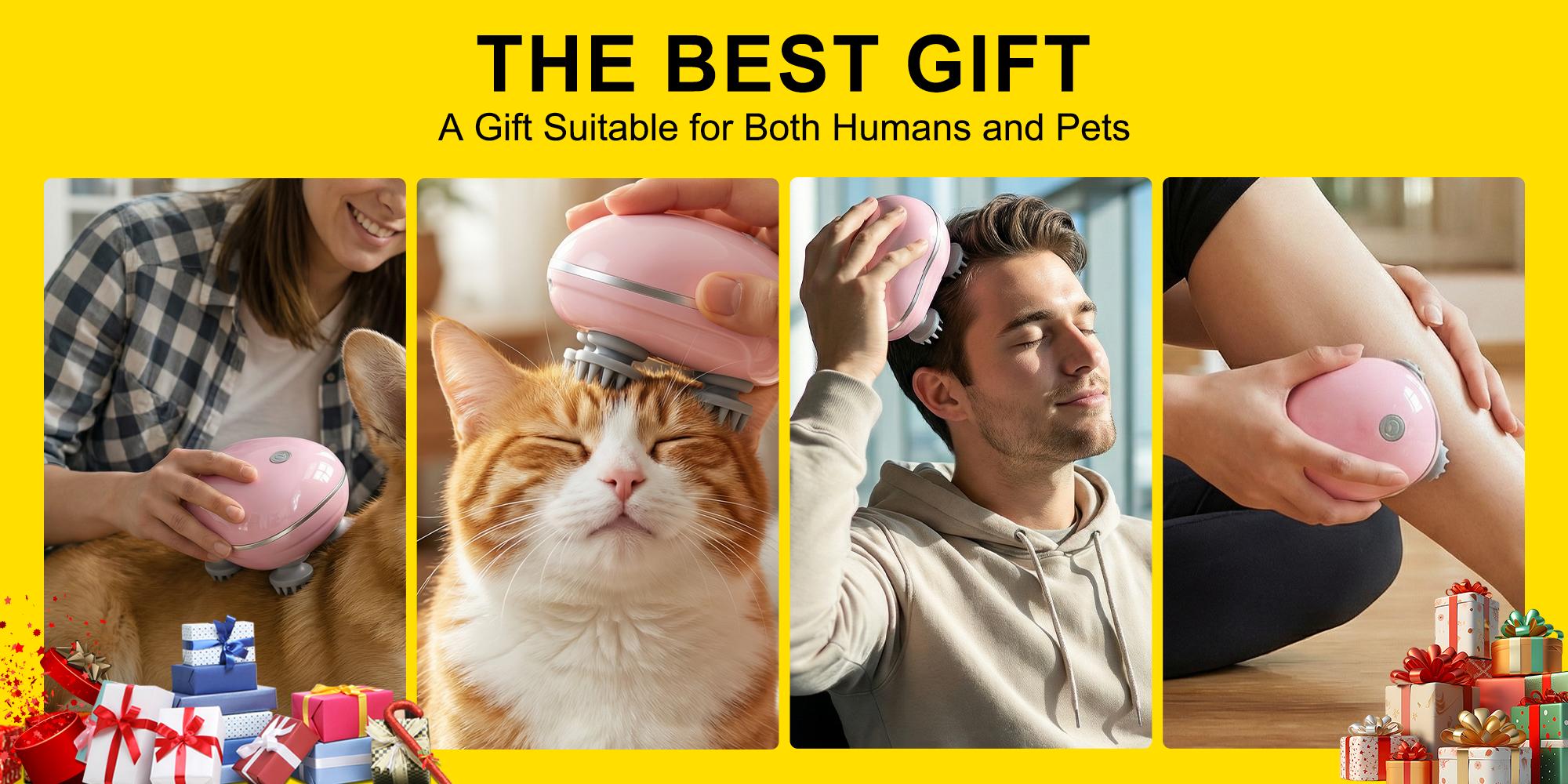 Geoorood Pet Head Electric Massager: lmitate Human Fingers for Cats & Dogs, Massager Brush Relieve Anxiety, Pet interactive massage machine Toy ,  Grooming Supplies