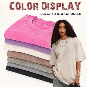 MODIX 3Pcs Unisex Cotton T-Shirts Half Short Sleeves Casual Loose Solid Streetwear Top,Soft Retro Street T-Shirts,Loose Fit Acid Washed