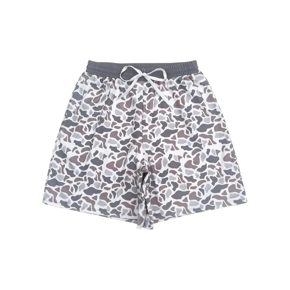 Men's Brown & Gray Camo Swim Trunks, Athletic Quick-Dry Swimming Shorts with Breathable Fabric for the Beach, Swim Bottoms, Activewear Swim Bottoms