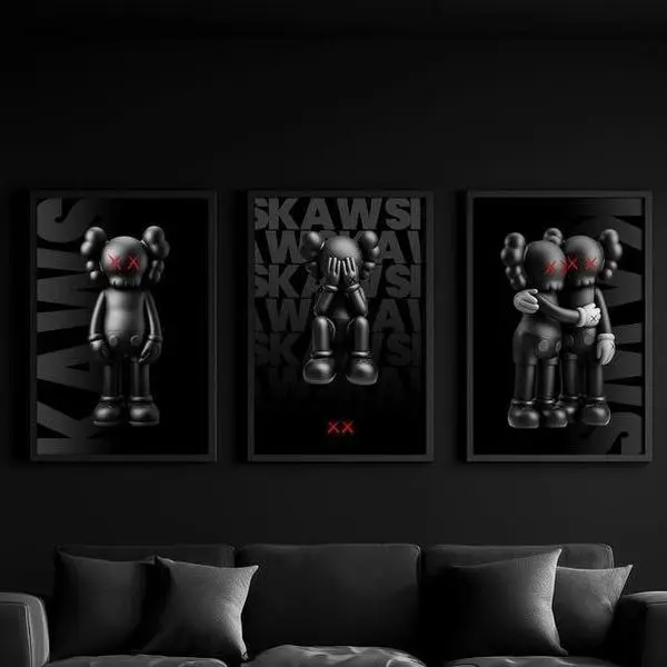 Set of 3 Poster Black & Red Wall Art Posters, Hypebeast Decor Prints