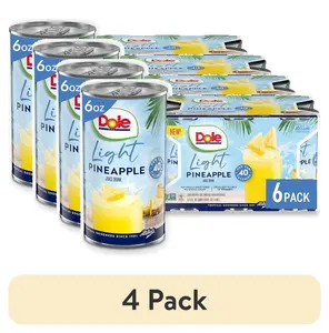 (4 pack) (6 Cans) Dole Light Pineapple Juice Drink, 6 fl oz Can