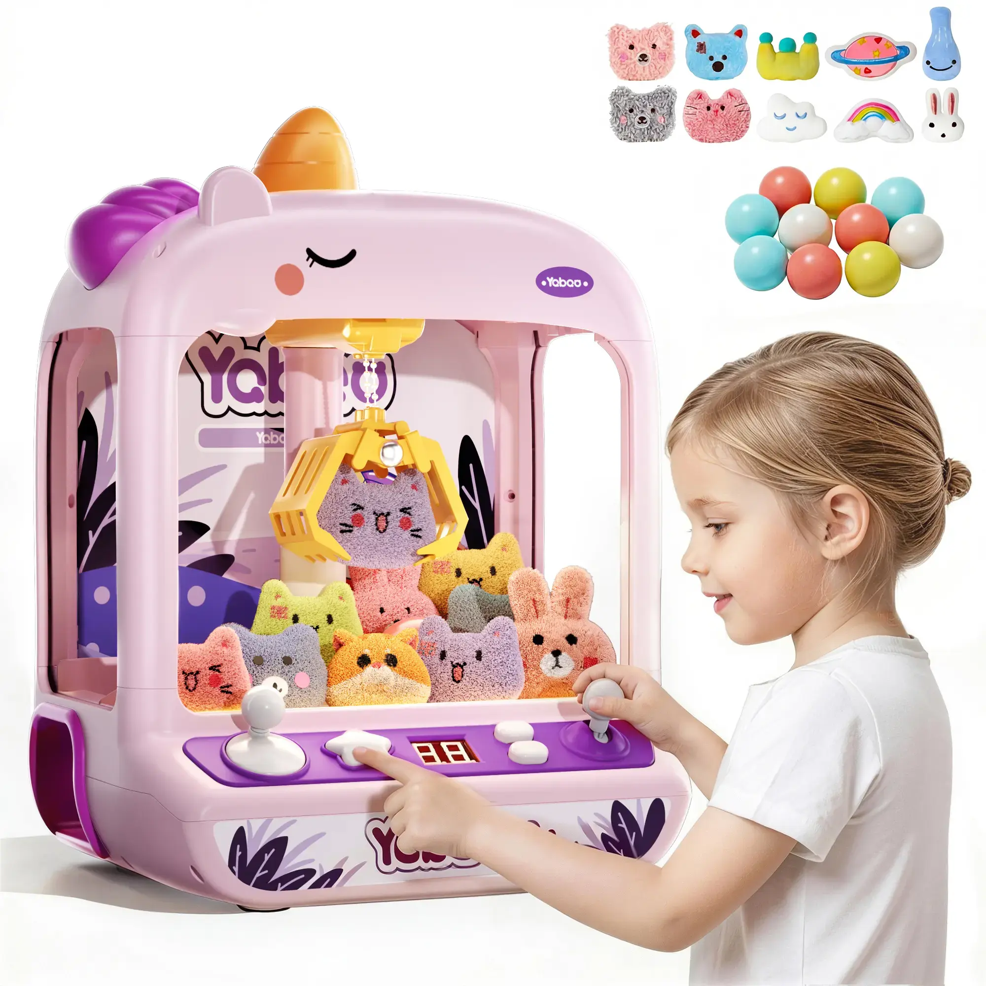 Claw Machine for Kids, Mini Vending Machine , Prize Dispenser Toys for Girls and Boys, Electronic Claw Game Machine for Party Birthdays, Includes 20 Mini Toys