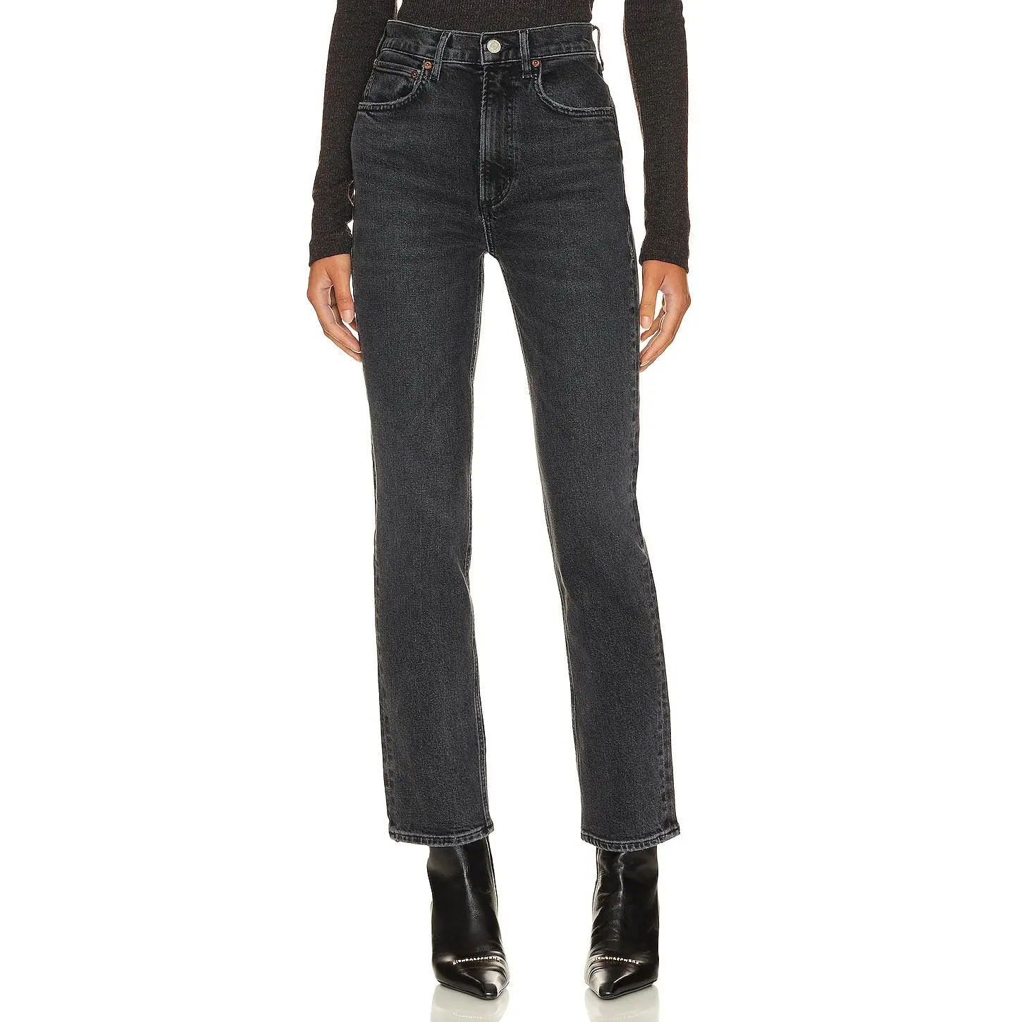 AGOLDE High Rise Stovepipe Jeans in Metal
