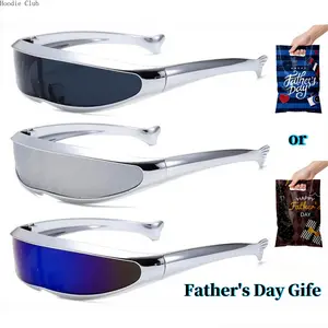 Father's Day Gift New Upgraded TikTok Viral Y2K Futuristic Sunglasses for Women & Men, Cyberpunk Shield Visor Eyewear, Metallic Wrap Around Rave Festival Glasses, Trendy 2026 Streetwear Space Age Sun Shades,random packaging biking smart audio sporty
