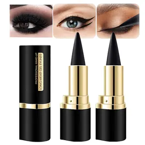 2Pcs Black Gel Eyeliner Pencil Set, Eye Liner Waterproof Smudge Proof, Cat Eye Makeup Stencil, Eye Black Smokey Eyeshadow Palette Stick, Goth Halloween Makeup
