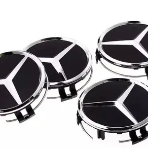 Mercedes-Benz 4PCS/1Set 75mm Black or Red Wheel Gloss Black Center Hub Caps Cover Badge Emblem Set of 4 Pieces Vehicle Exterior Decoration Stylish Car Merch Car Decals