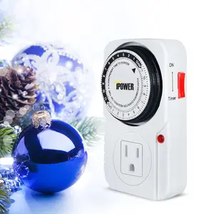 iPower 24-Hour Plug-in Mechanical Programmable Electric Outlet Timer Grounded 3-Pin XLR for Indoor Use Kitchen Garden Timer 48 Groups ON/OFF Switch