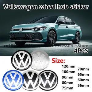 4 Piece Set Car Wheel Center HUB Caps for Volkswagen Golf 5-6 Polo Passat Tiguan CC Beetle Sagitar, Fits 56mm-120mm Wheels, Car Accessories