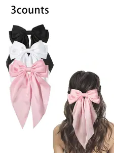 Solid Color Bow Decor Hair Clip Set, Cute Hair Accessories for Women & Girls, Minimalist Headwear Suitable for Thick Hair Hairstyles Ideas, Barrettes