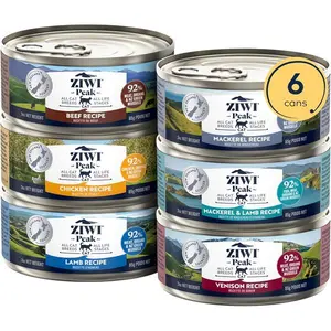 Peak Wet Cat Food Variety Pack - Beef, Chicken, Lamb, Mackerel & Lamb, Mackerel, Venison, 6 Pack (3oz Each)