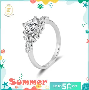 Moissanite 1ct Vintage Starburst Princess Ring Wedding Engagement Anniversary Valentine's Day Birthday Gift Daily Wear men woman gift fashion jewelry