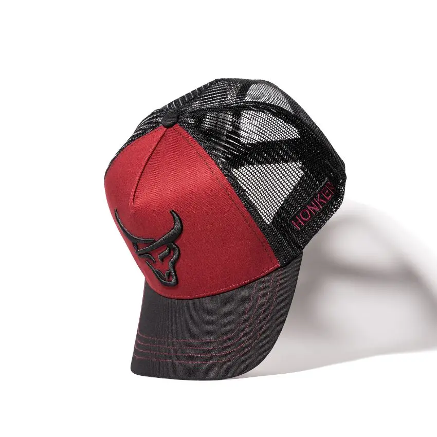 HONKER BULL HAT - MAROON/BLACK - MESH
