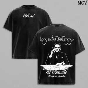 Blessd El Bendito Blessed Tour 2026 Tee Washed Menswear Top Heavy Cotton Underwear Double Printed Unisex Oversize Latin Trap Reggaeton Rap Music Vintage Graphic Streetwear Cotton T-Shirt, Washed Hoodie & Sweatshirt Option for Men and Women Fans