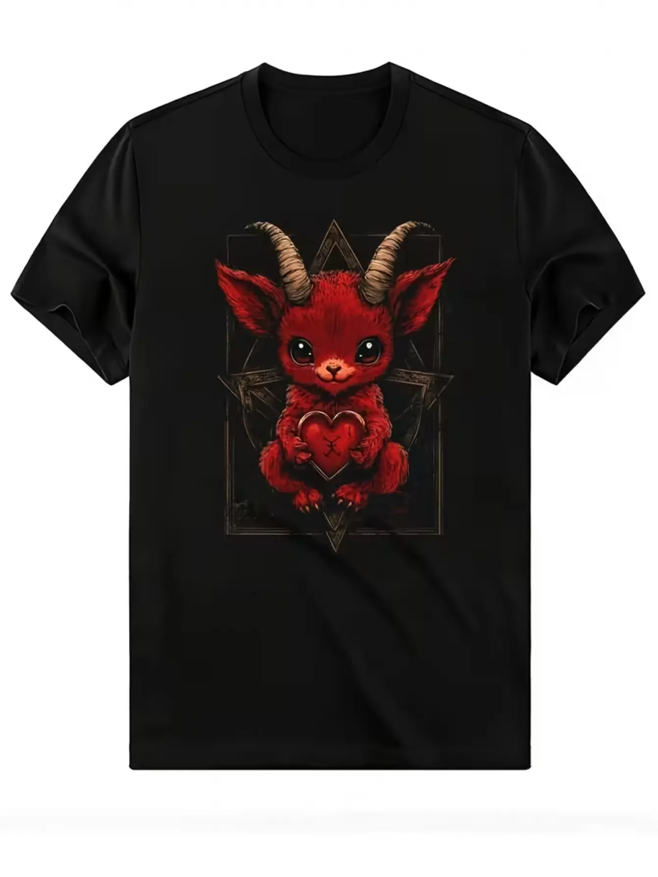 Men's and Unisex Gothic Demon T-Shirt - Dark Symbol Print, Soft Breathable Vintage Tee, Ideal for Gothic Mystical Wear, Boyfriend/Birthday Gift, Machine Washable Casual Outfit