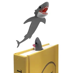 Creative 3D Great Shark Bookmark, book accessories, book page markers, Durable Plastic, with Teeth Details, Fun Student Stationery, School Back-To-School Gift