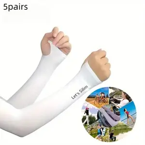 5 Pairs Cooling Arm Sleeves, Breathable Stretch Fabric for Sports & Daily Use, Quick Dry UV Protection, Unisex for Summer Activities, Outdoor Arm Sleeve
