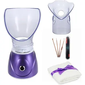 Facial Steamer Professional Sinus Steam Inhaler Face Skin Moisturizer Facial Mask Sauna Spa Steamers with Aromatherapy Diffuser Humidifier Function (Purple)