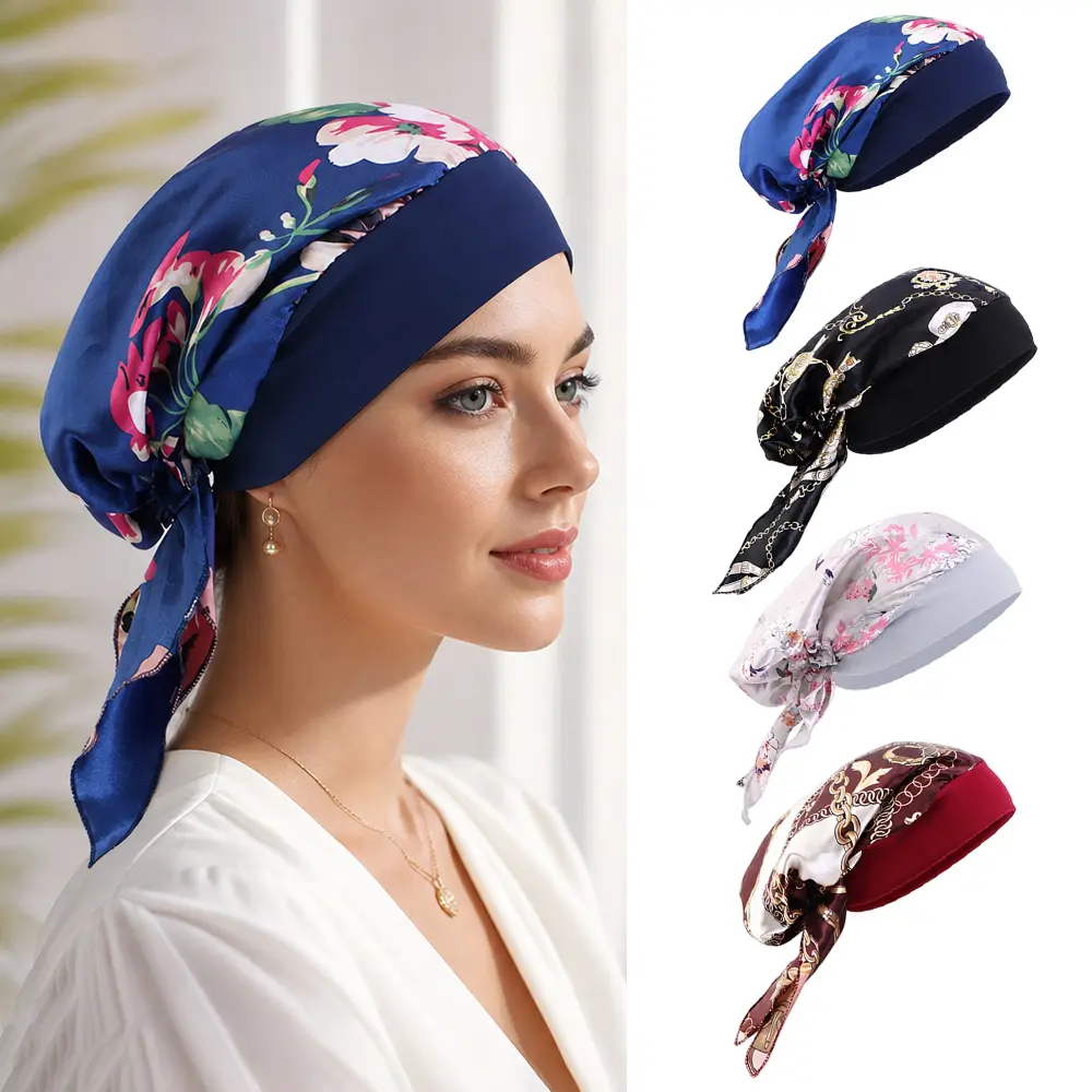 4-Pack Women's Satin-Like Turban Headwear,Breathable Pre-Tied Hair Scarf for Sleeping,Bad Hair Days,Chemo,Summer Beach & Everyday Styling,Halloween Christmas Party Gifts,Hand Tools Kits