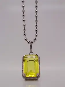 Unisex Dazzling Yellow Gem Pendant Necklace - Costume Jewelry with Bow, Rhinestone Accents for Thanksgiving, Casual Wear