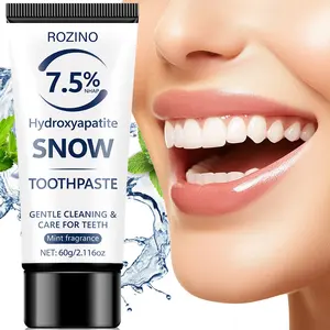 Rozino 7.5% Hydroxyapatite Fluoride Free Toothpaste 60g, Mint Infused Formula, Gentle Cleaning, Whitening, Enamel, Sensitive Teeth, Daily Oral Care, Peppermint