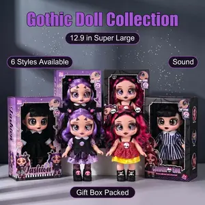 Gothic Doll Collection 12.9 Inch Large 5D Sparkle Eyes Musical Interactive Doll for Girls Ages 3+ Flexible Joints Safe Non-Toxic Halloween Birthday Gift