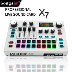 Songsim X7 All-metal construction for Professional Audio Mixer One-click Noise Reduction |48V Phantom Power Studio-grade Audio Sound Effect Recording For Streamers, Podcasters, DJs | Live Streaming Supported