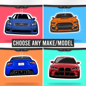 Custom Car Cartoon Air Freshener Personalized to Your Exact Vehicle Specs with Premium Scent & Unique Cartoon Vector Design Choose Any Make Model Fun Fresh Gift Idea