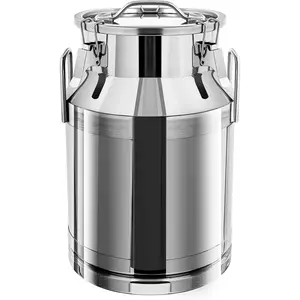 304 Stainless Steel Milk Can 88 Liter Milk Bucket Wine Pail Bucket 23.25 Gallon Milk Can Tote Jug with Sealed Lid Heavy Duty (Without Faucet, 88L/23.25Gal)