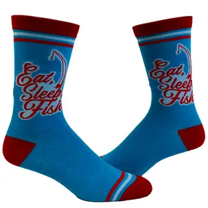 Men's Eat Sleep Fish Socks Funny Fishing Lover Father's Day Graphic Footwear Funny Graphic Socks Comfortable Fitted Spandex Cotton