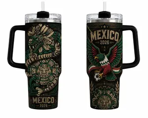 Mexico 2026 Football Insulated Mug 40oz – a mug for fans of the world's biggest football festival, an insulated travel mug with a handle.