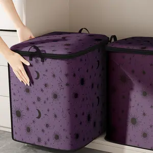 Sun & Moon & Star Pattern Quilt Storage Bag, 1 Count Cute Practical Quilt Organizer, Durable Quilt Storage Bag with Handle for Home Dormitory Office, Blanket Storage Bag